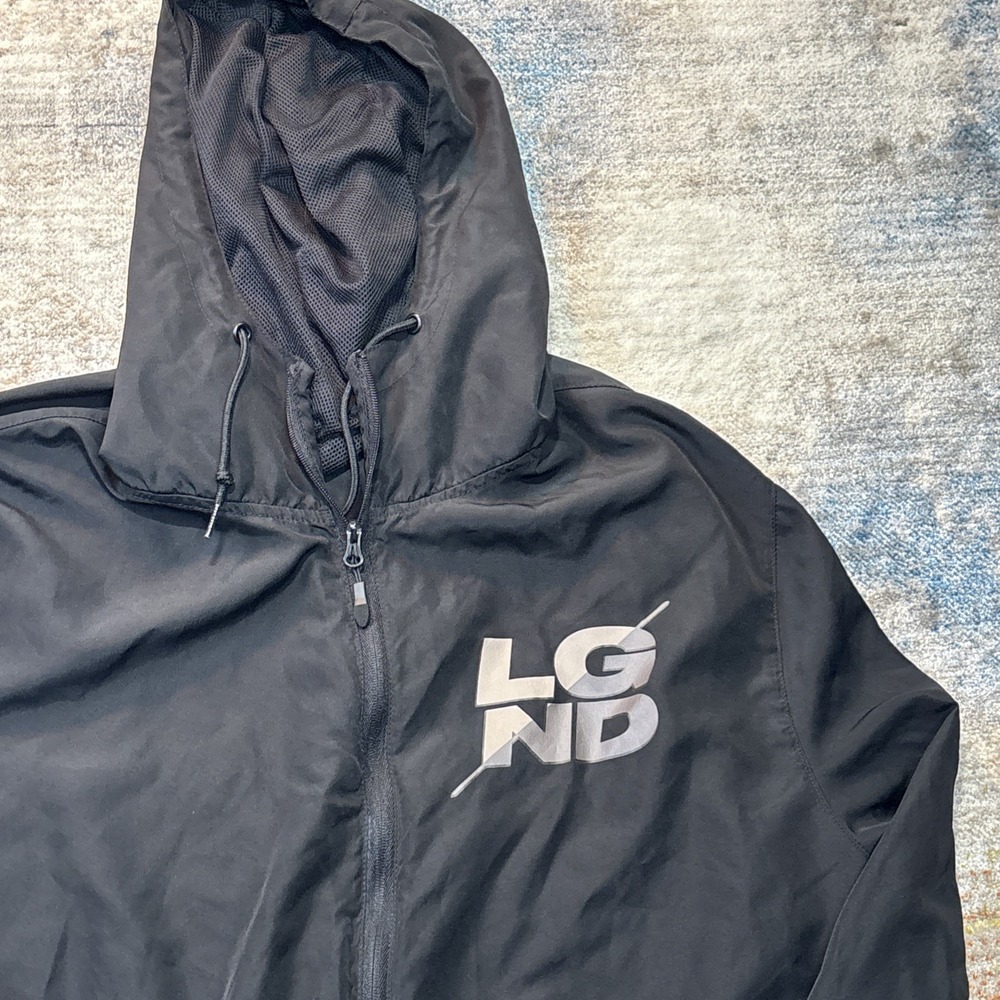LGND Supply Co Men's Windbreaker Jacket Black Zip-Up Hooded XL‎